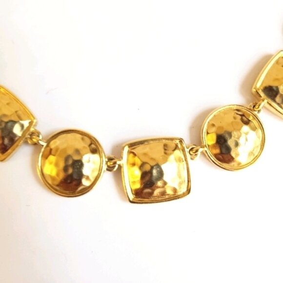 Napier VTG 1990's Elegant Gold Plated Nugget Fashion Statement Necklace - Picture 4 of 6